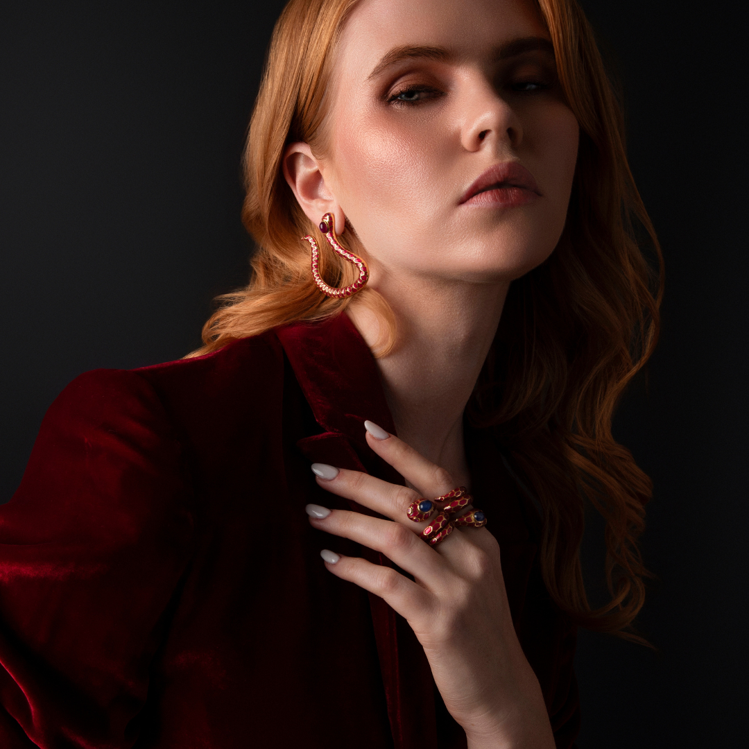 Anakonda Snake Burgundy Ring