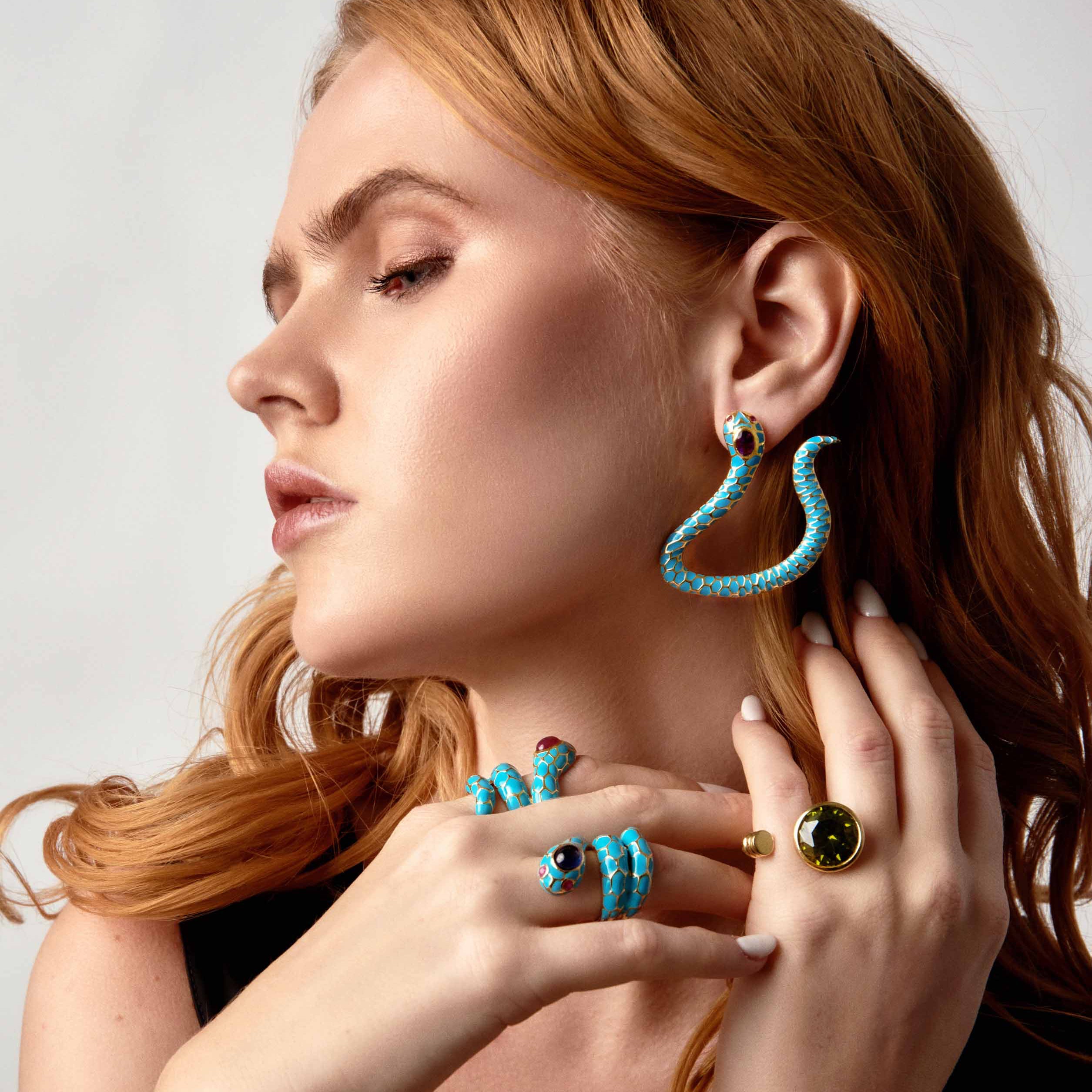 Anakonda Snake Turquoise Earrings V2