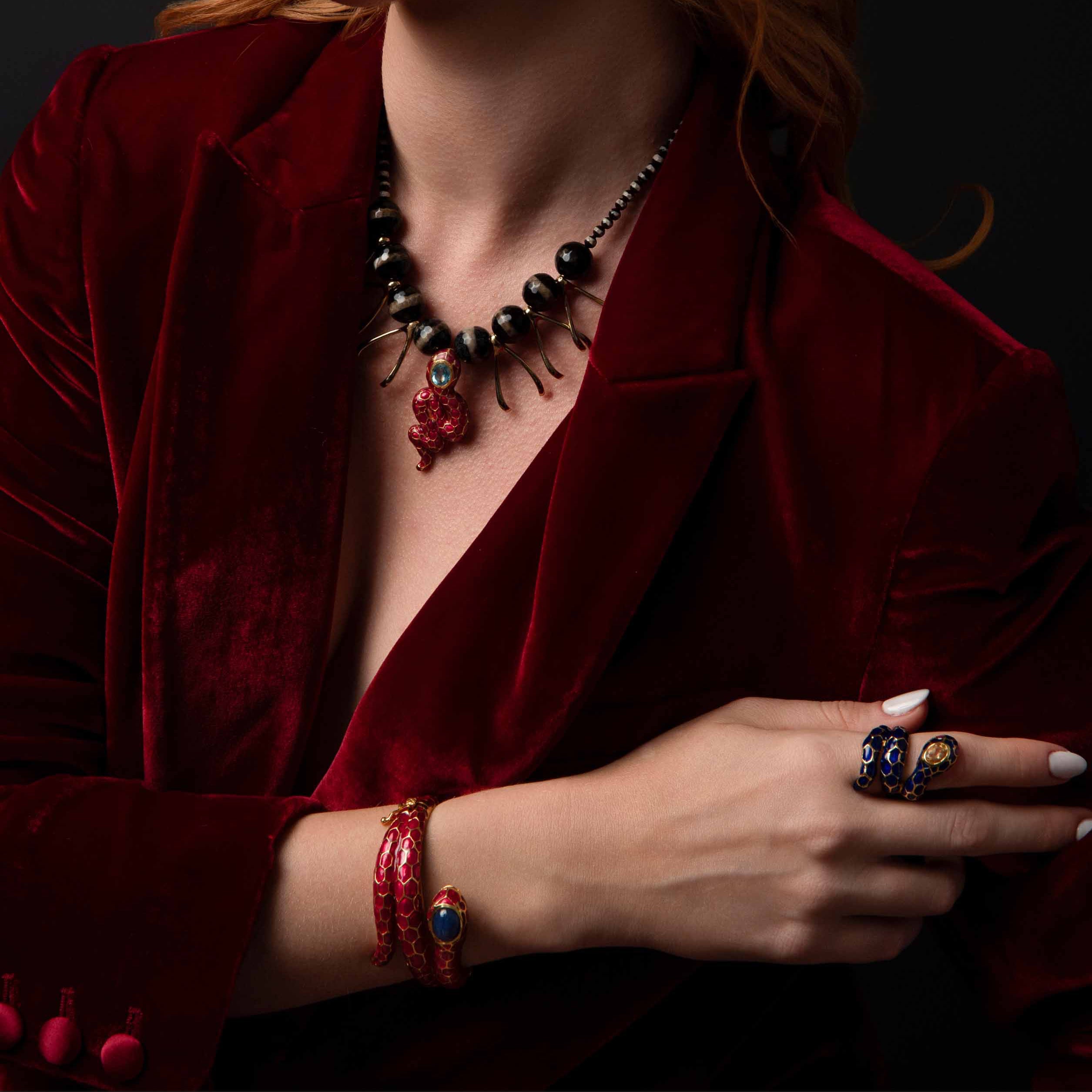 Anakonda Burgundy Snake Bracelet