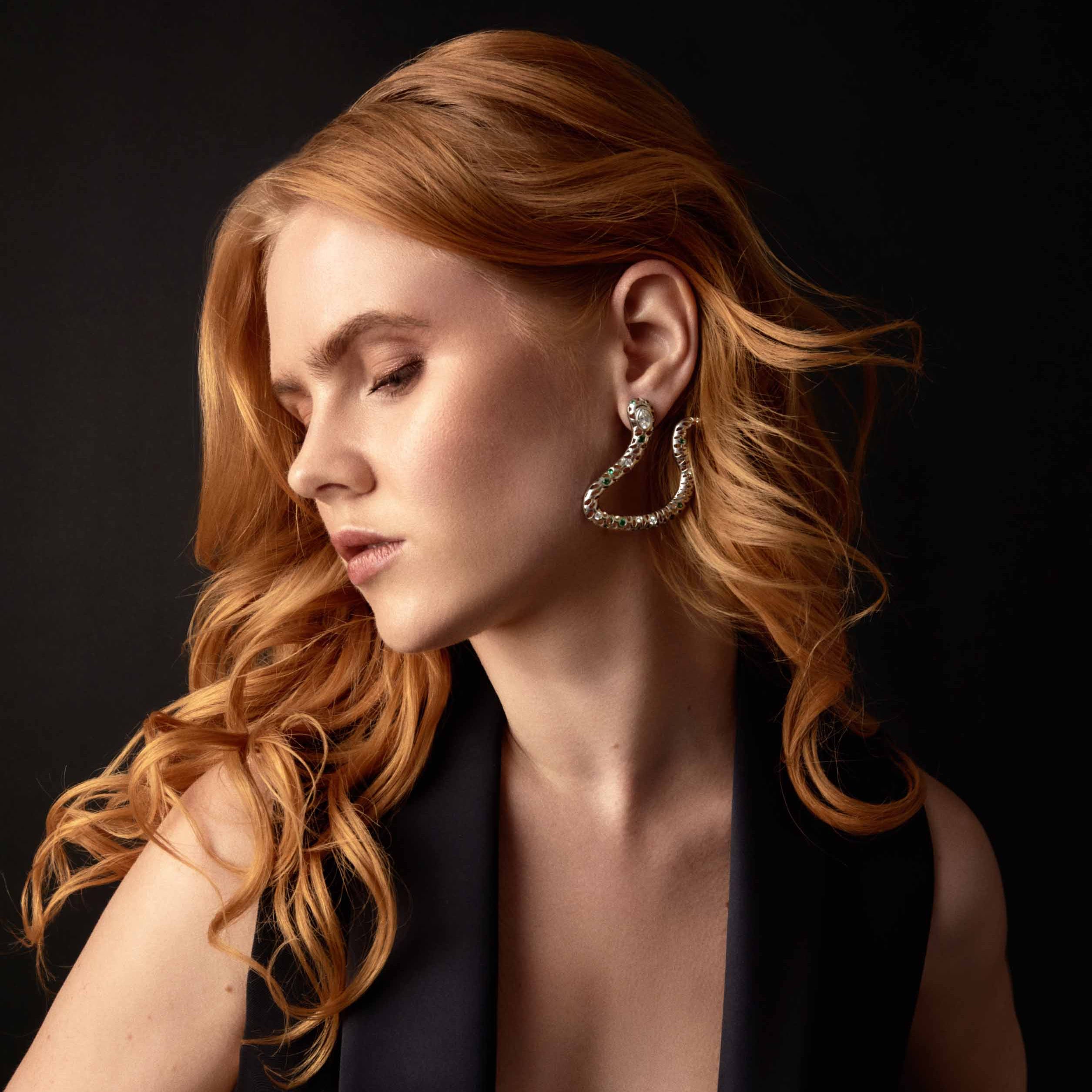 Anakonda Snake Silver Earrings V2