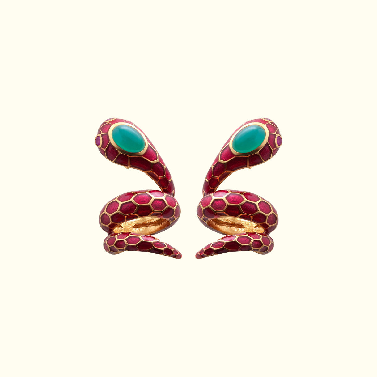 Anakonda Snake Burgundy Earrings