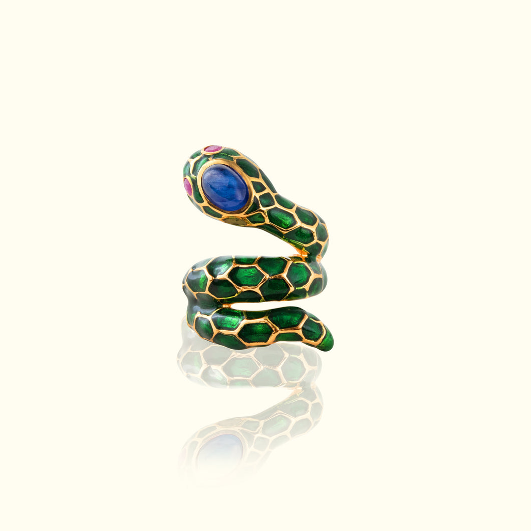 Anakonda Snake Green Ring