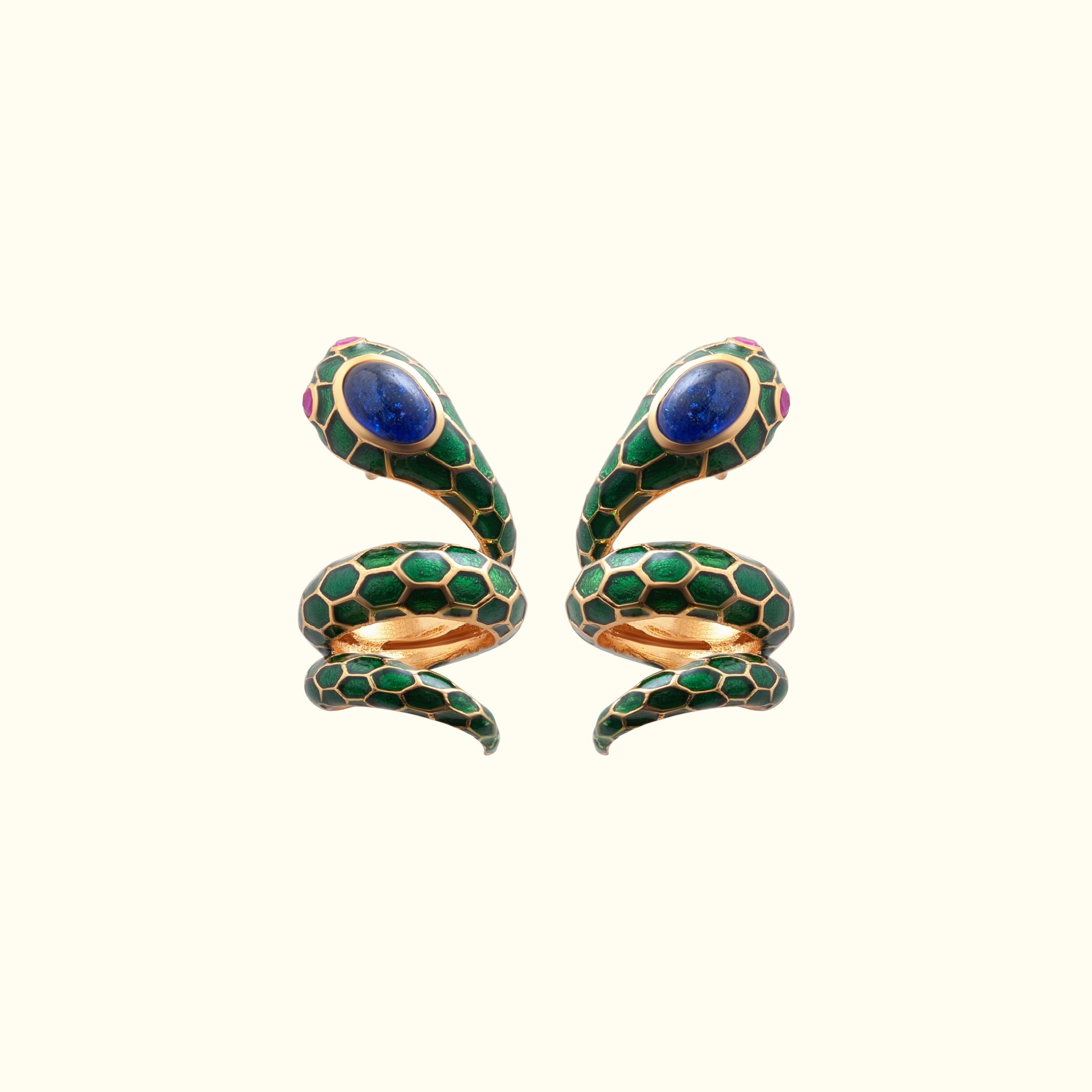 Anakonda Snake Green Earrings