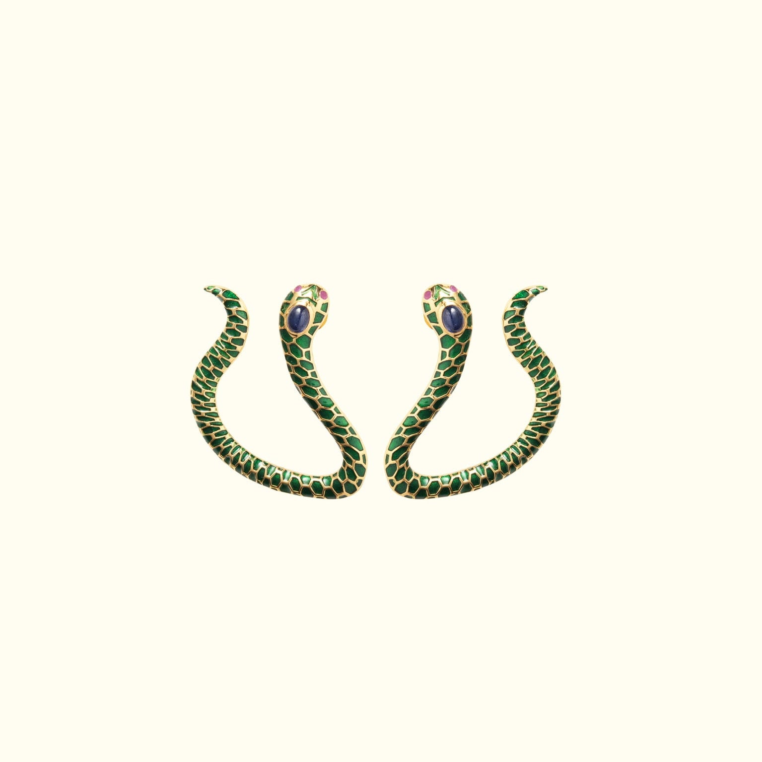 Anakonda Snake Green Earrings V2