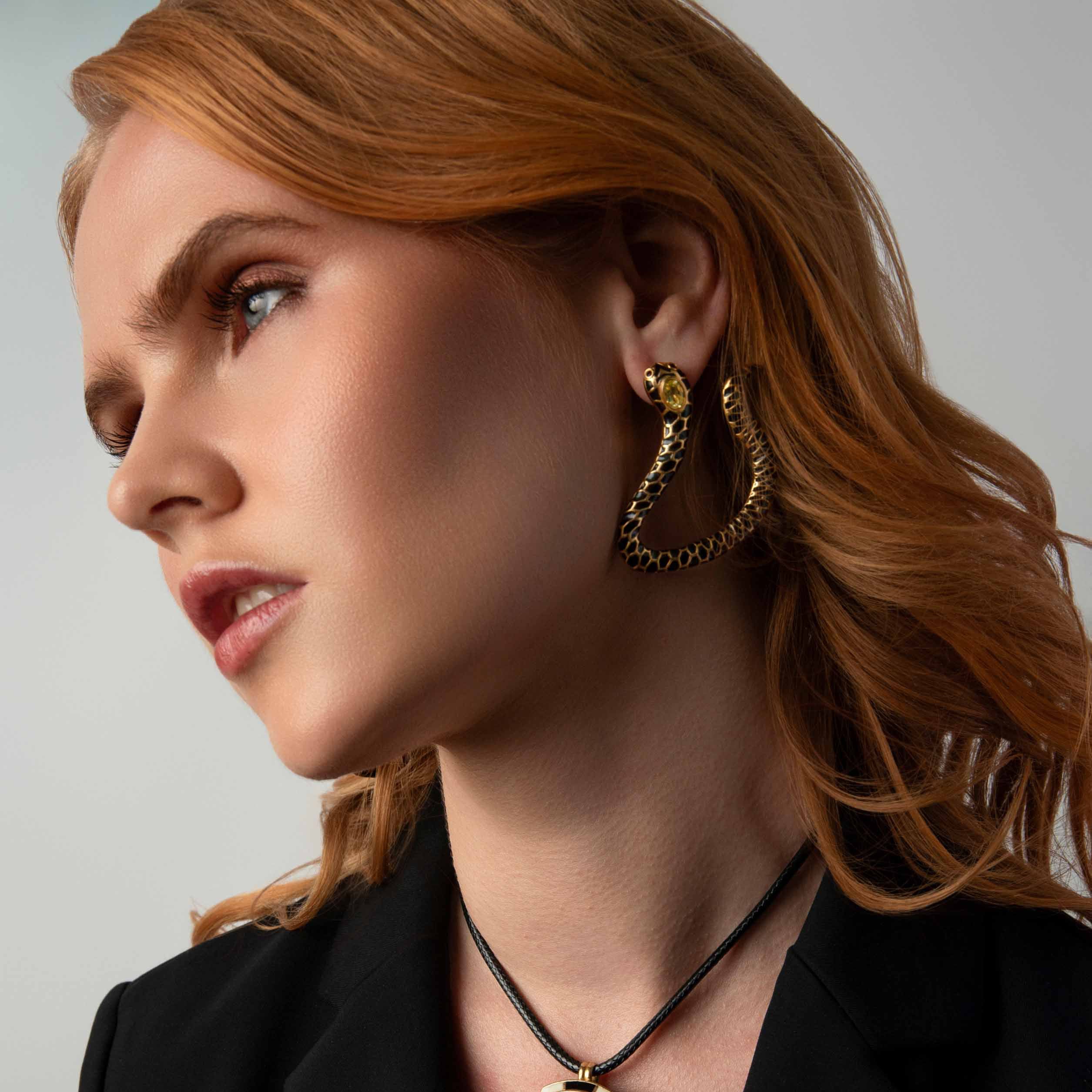 Anakonda Snake Black Earrings V2