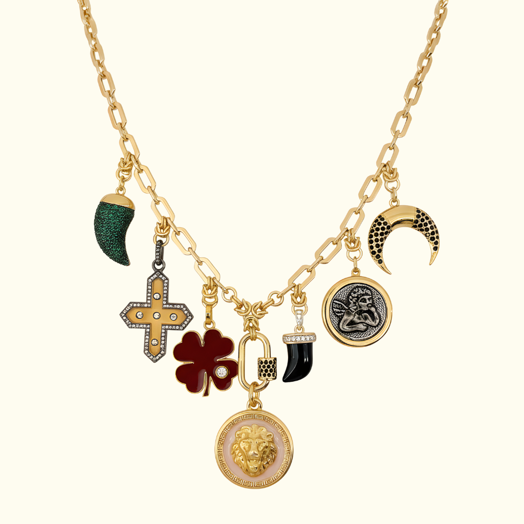 Portafortuna Lion, Clover, Cross, Angel, Tusks.