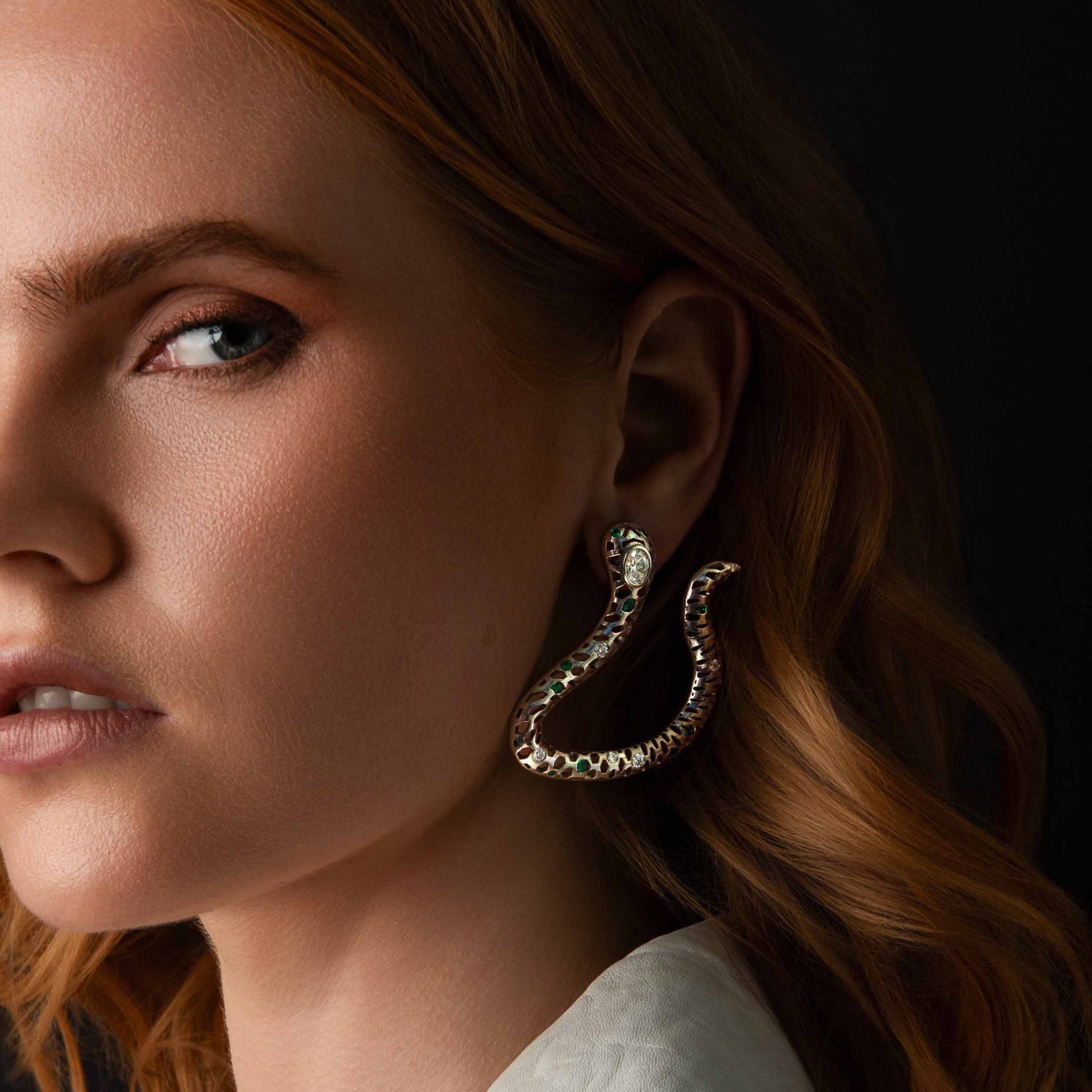 Anakonda Snake Silver Earrings V2